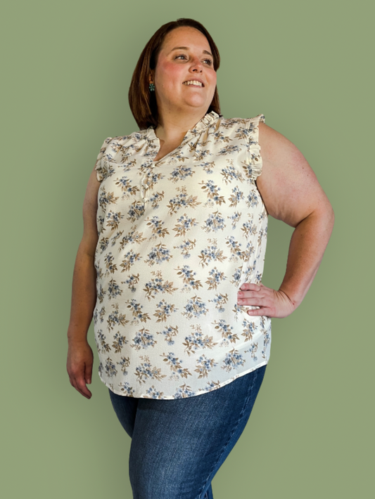 Vintage Floral Sleeveless Top