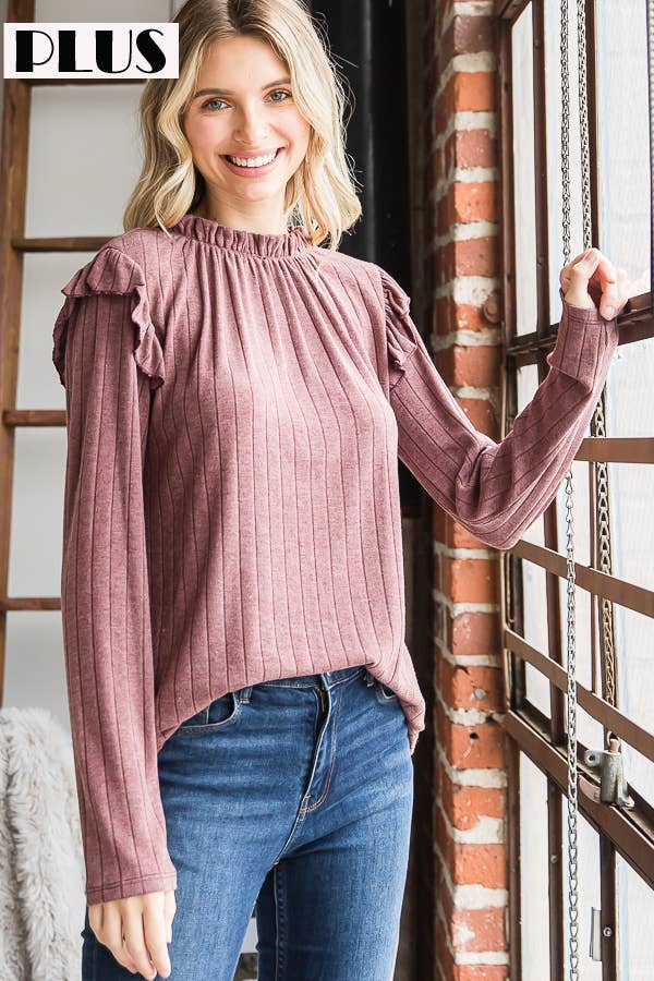 Ruffle Some Feathers Knit Top-Plus