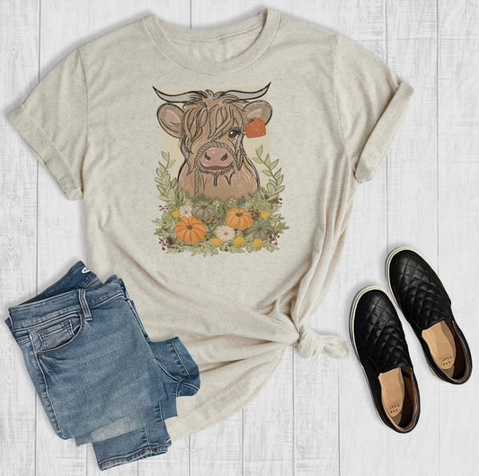 Fall Highland Cow Tee