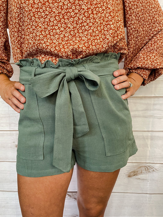 Green Button Fly Shorts