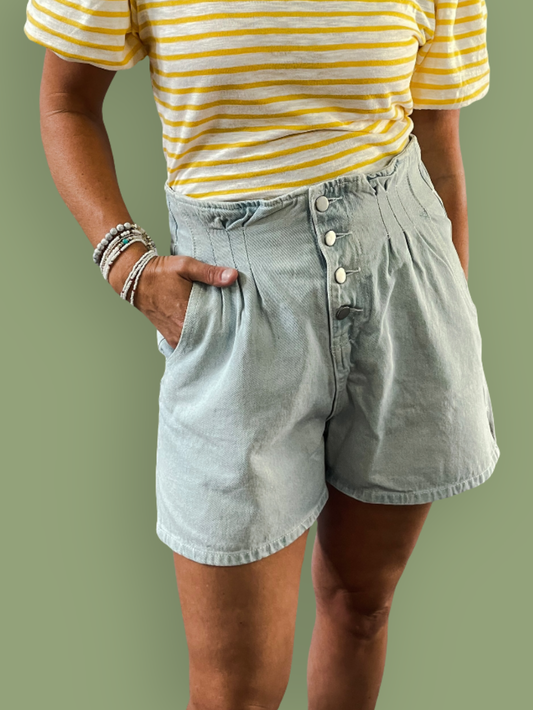 High Waisted Light Wash Shorts