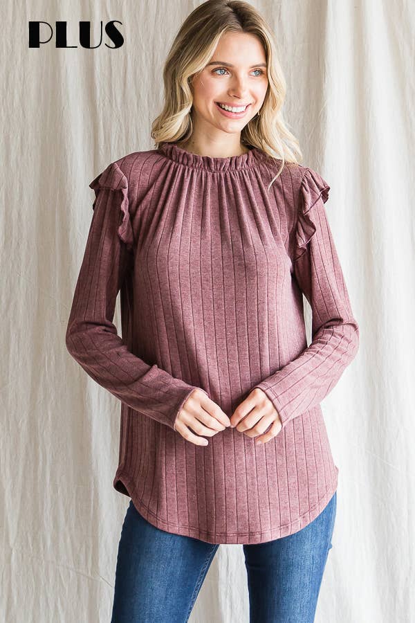 Ruffle Some Feathers Knit Top-Plus